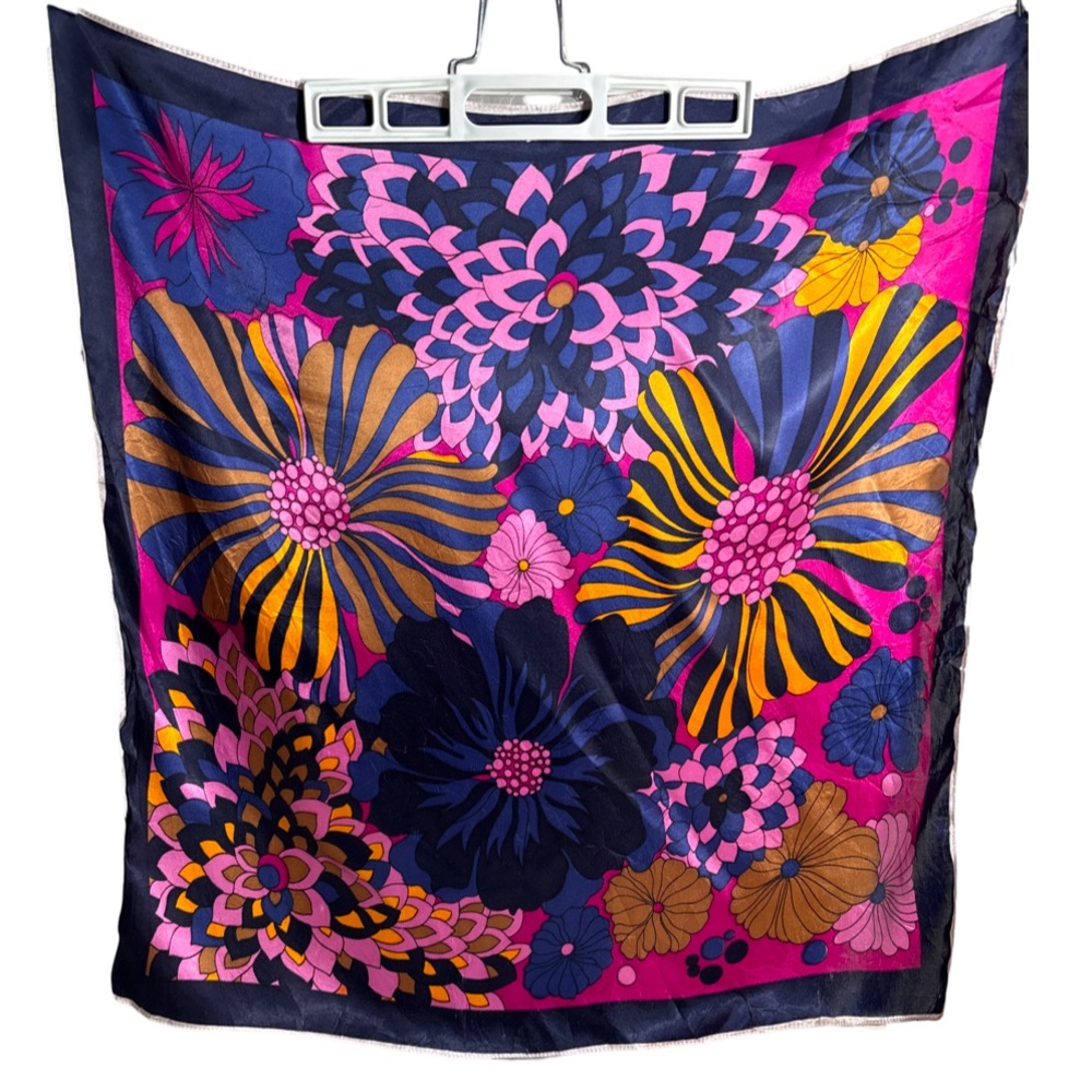 Vintage Italian Acetate Satin floral print scarf